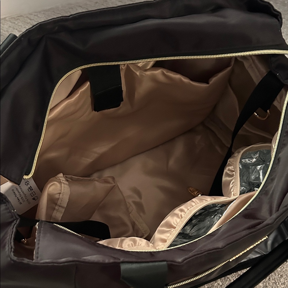 Black Baby Bag with Gold Accents - Infant Essentials Tote - Picture 5 of 7